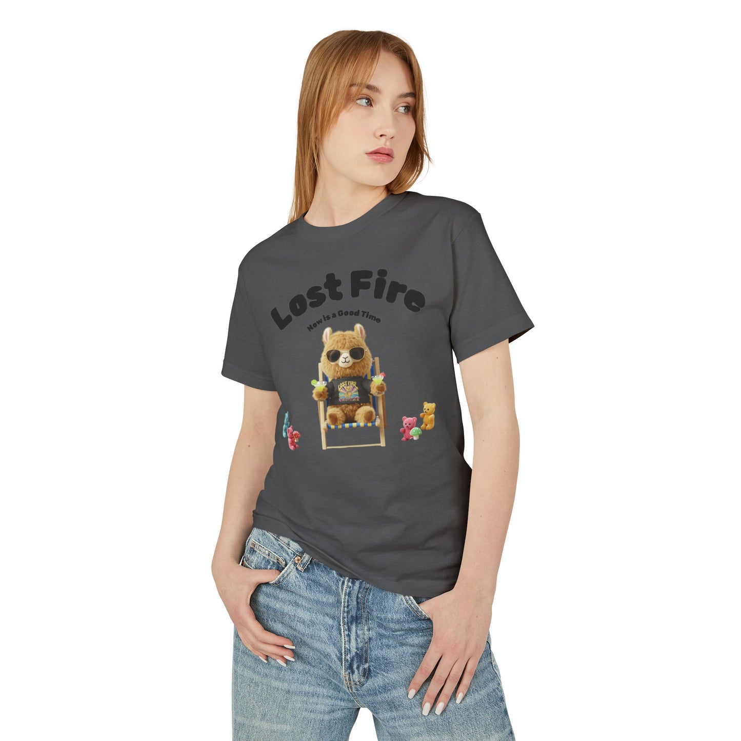 Lost Fire - Chillaxin' Party Llama with Gummi Bears - Count My Blessings Every Single Little Day - Now is a Good Time - Unisex Garment-Dyed Heavyweight Cotton Tee
