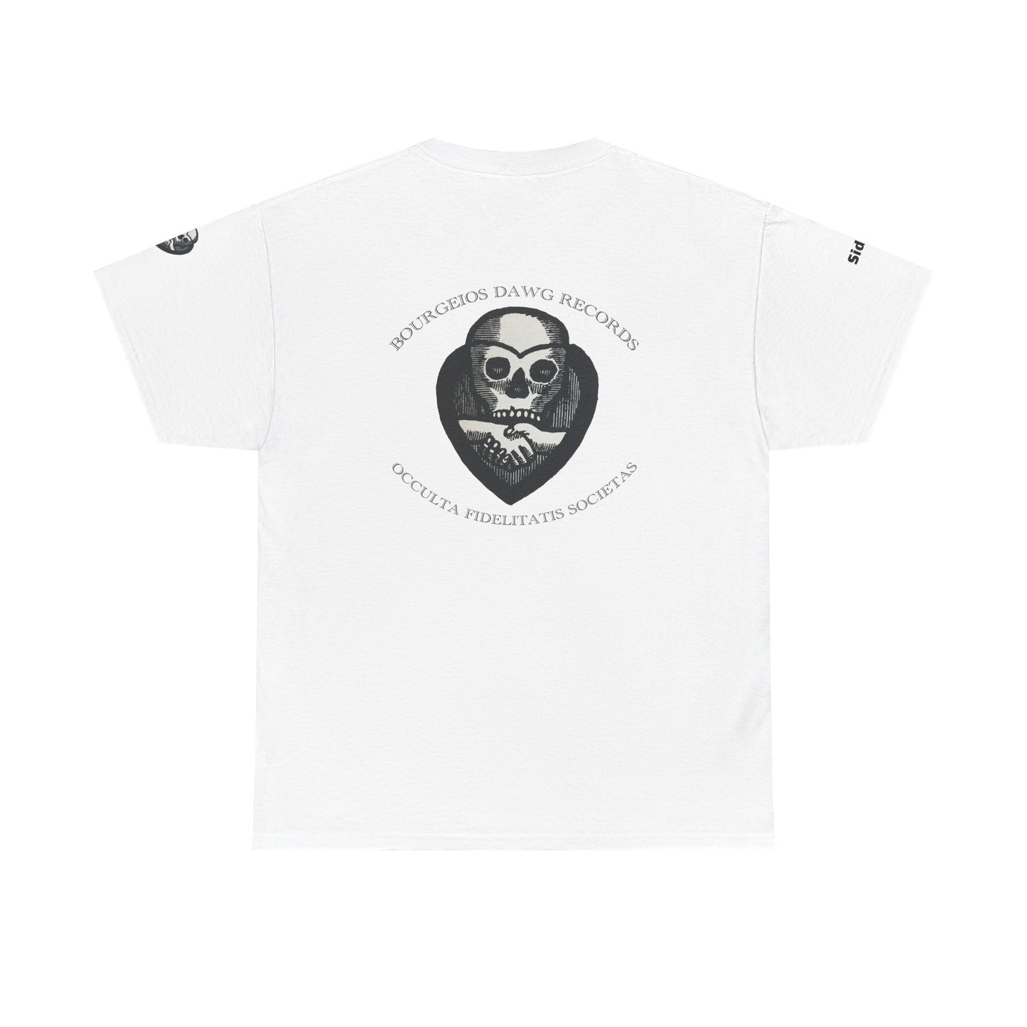 MUSIC IS LOVE  - BE LOVE - Bourgeois Dawg Records logo- (backside) Unisex Cotton T-Shirt