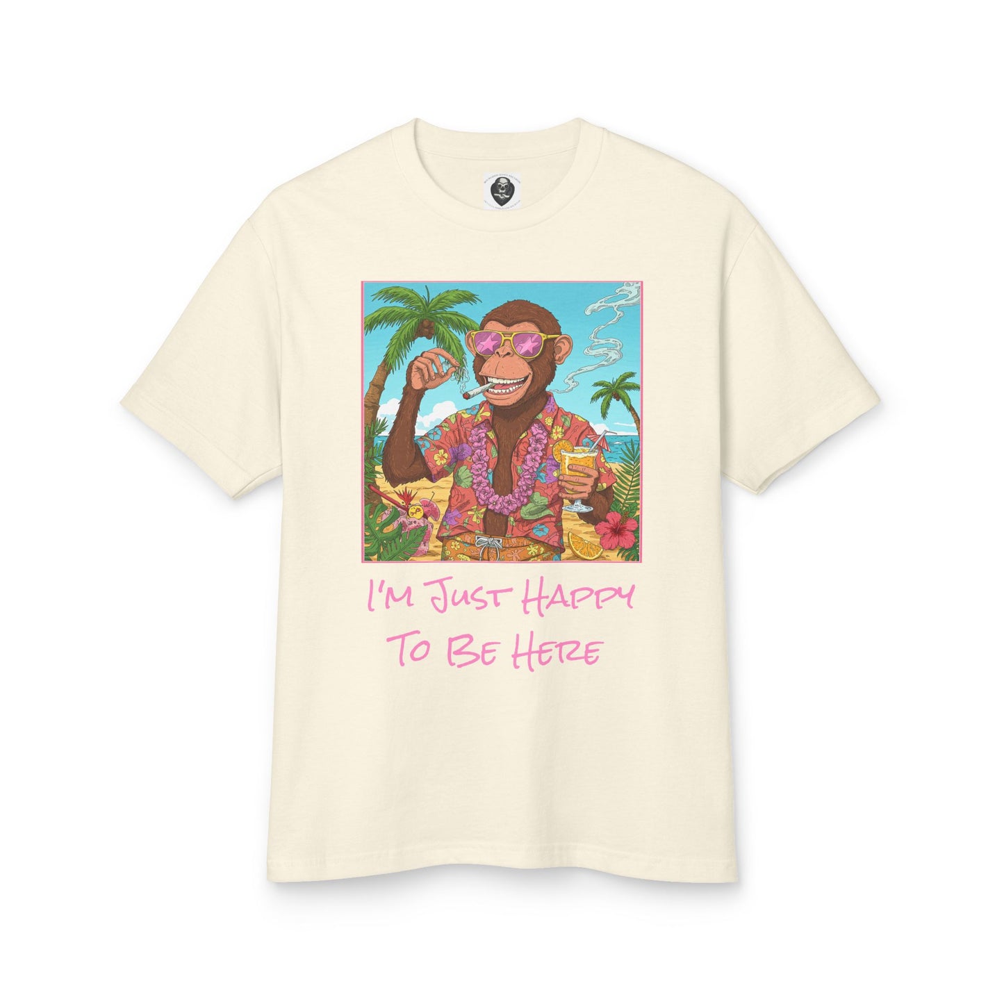 LOST FIRE / 'I'm Just Happy To Be Here' Tommy The Beach Monkey - Vintage-Inspired 'Lost Fire' Unisex Cotton Tee