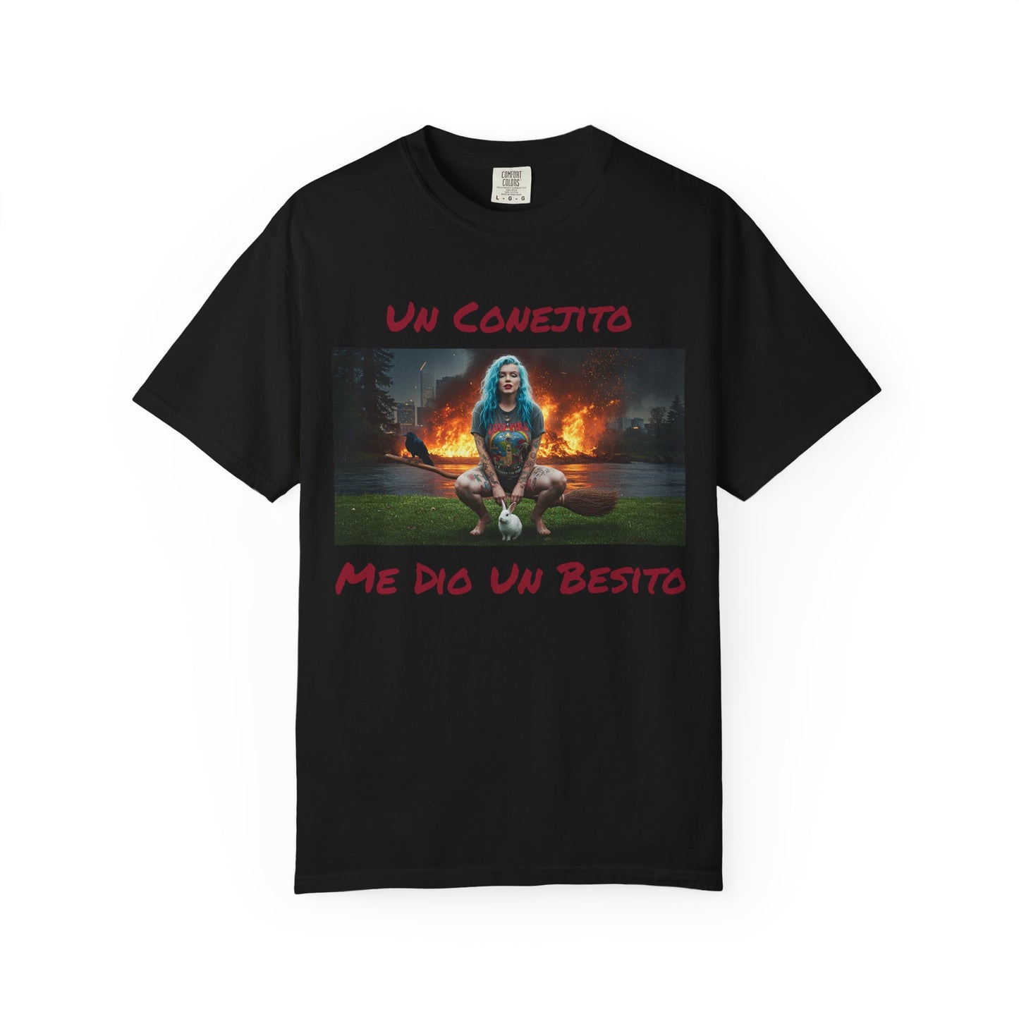 Lost Fire - "Un Conejito Me Die Un Besito" Tee Lyrics with Double Lost Fire Logo Back. Vintage-Style Unisex T-Shirt