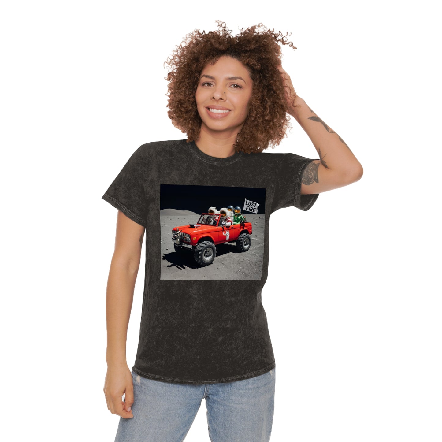 Lost Fire - Cosmic Adventure Party Truck / Keeping Me Out Of The Ditch - Vintage Unisex Mineral Wash T-Shirt