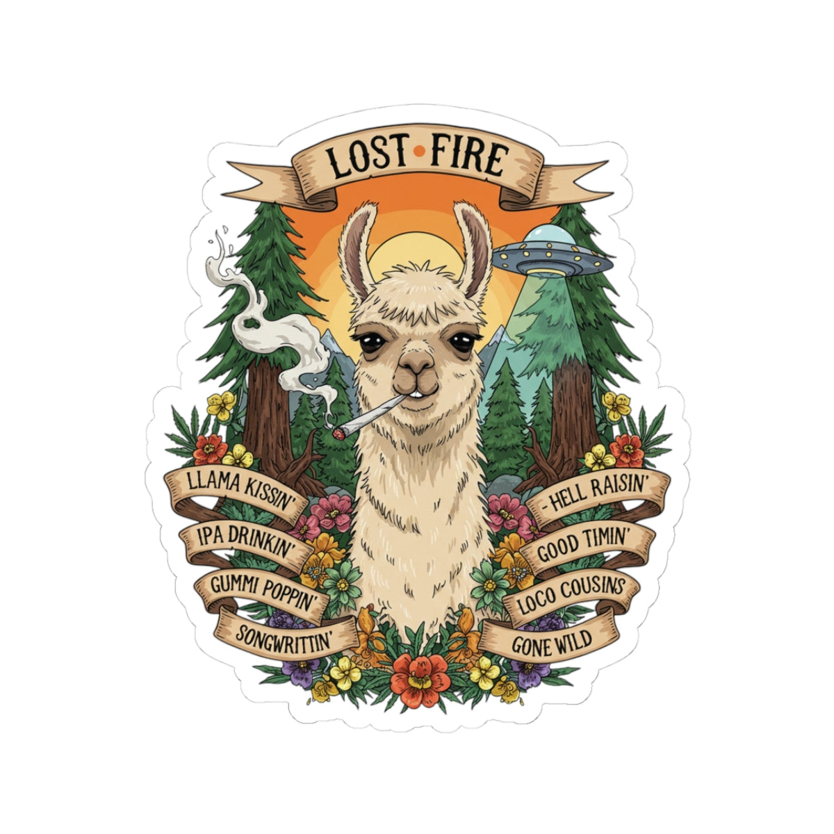 Lost Fire - Lamma Kissin' IPA Drinking' -  Kiss-Cut Stickers, Outdoor Enthusiast Decor, Laptop Stickers, Gift for Kids, Car and Bumper Stickers