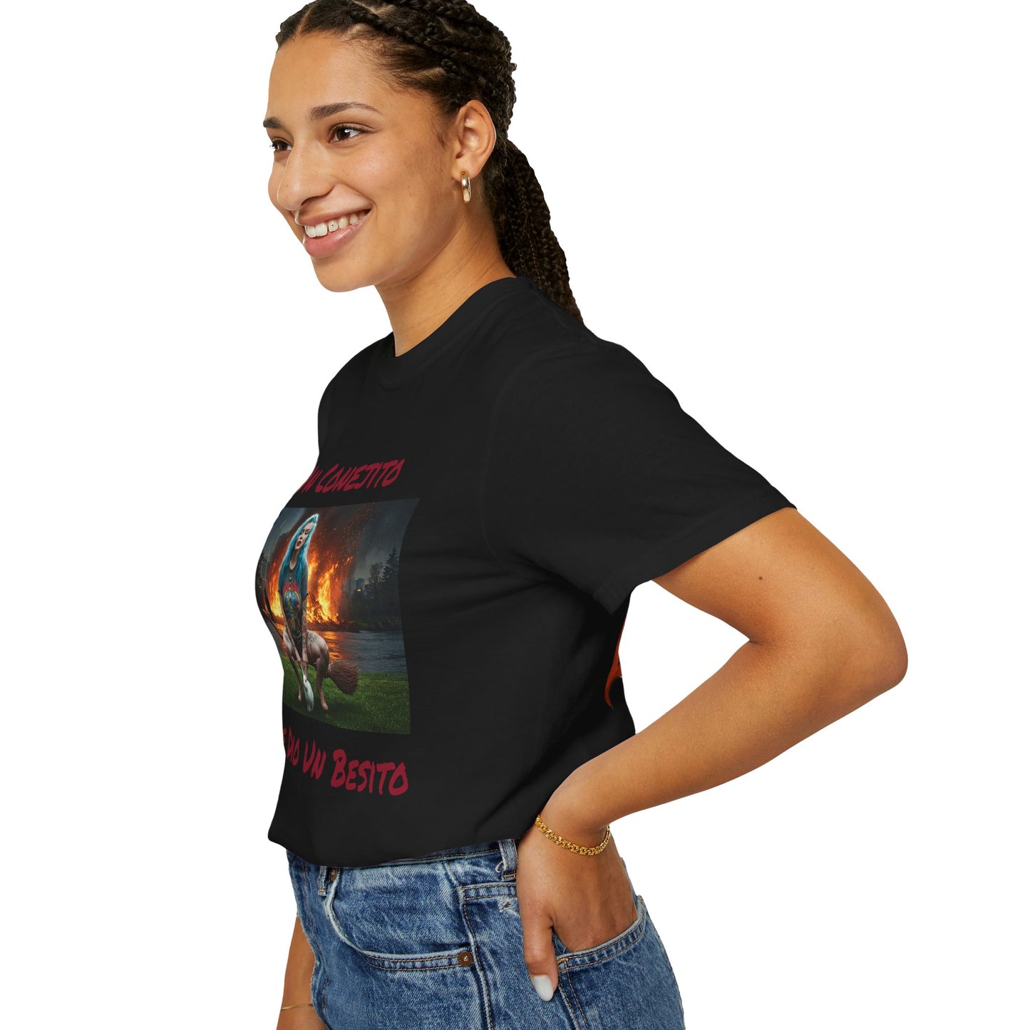 Lost Fire - "Un Conejito Me Die Un Besito" Tee Lyrics with Double Lost Fire Logo Back. Vintage-Style Unisex T-Shirt