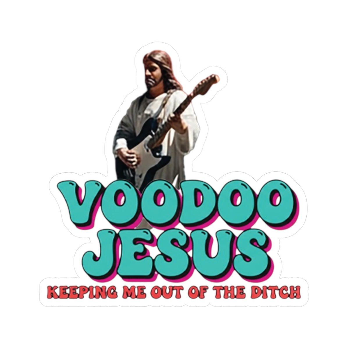 Lost Fire - VooDoo Jesus Keeping Me Out Of The Ditch - 1" Jesus -  Kiss-Cut Stickers, Outdoor Enthusiast Decor, Laptop Stickers, Gift for Kids, Car and Bumper Stickers
