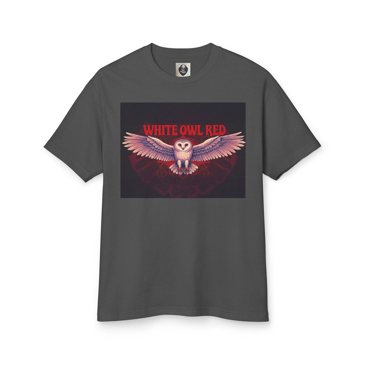White Owl Red Unisex Garment-Dyed Heavyweight Cotton Tee Bourgeois Dawg Records "dirty old style" Logo back