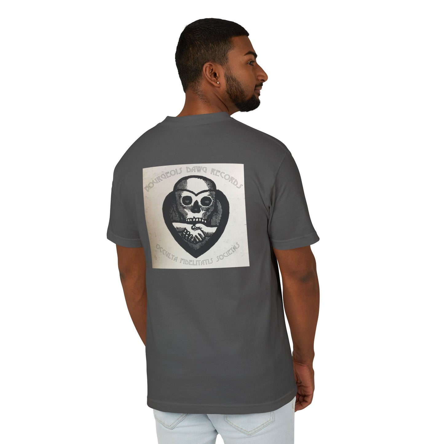 White Owl Red Unisex Garment-Dyed Heavyweight Cotton Tee Bourgeois Dawg Records "dirty old style" Logo back