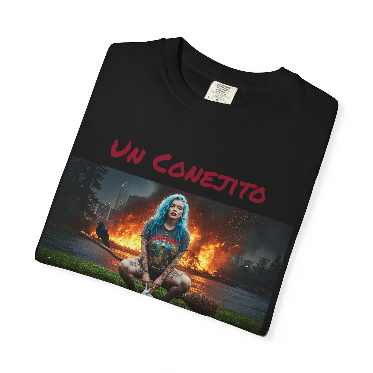 Lost Fire - "Un Conejito Me Die Un Besito" Tee Lyrics with Double Lost Fire Logo Back. Vintage-Style Unisex T-Shirt