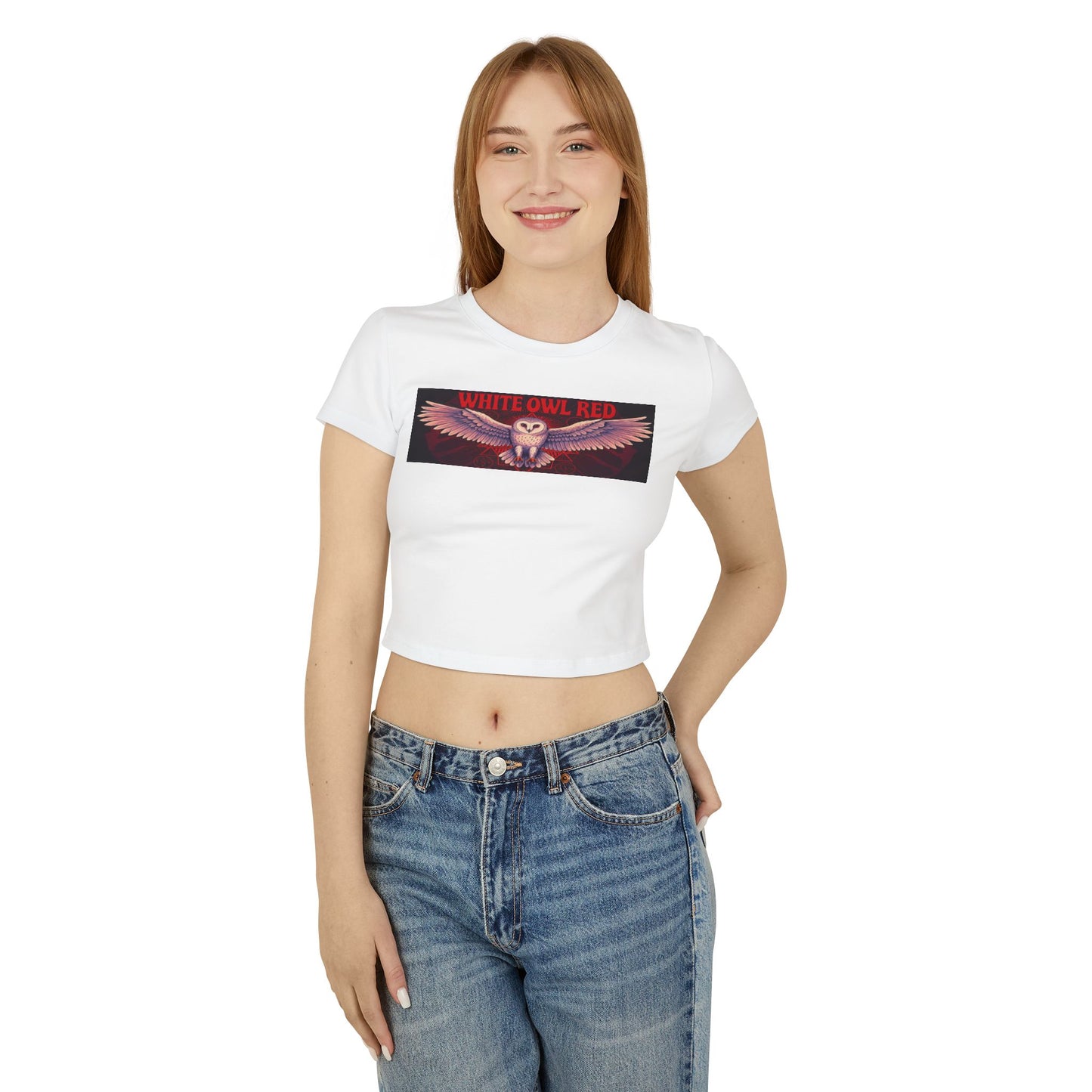 White Owl Red - Women's Baby Tee