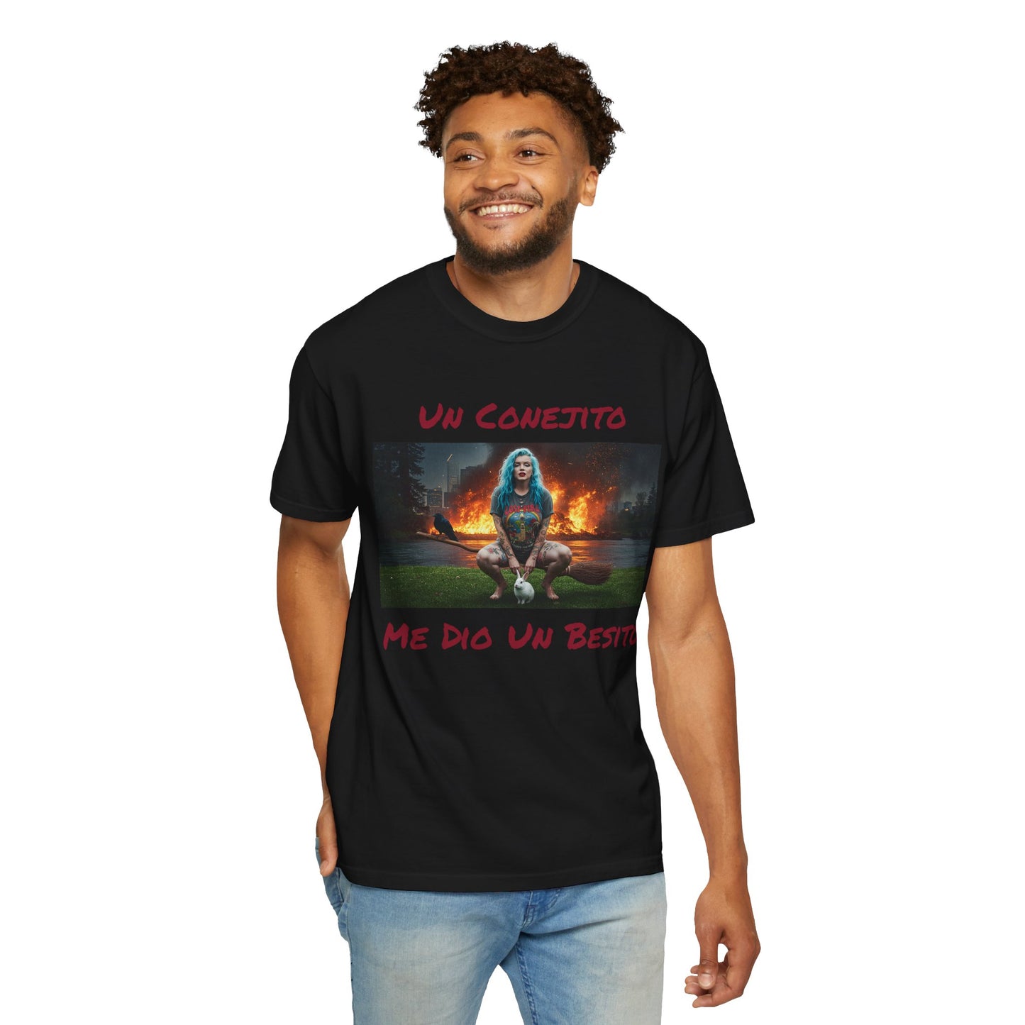 Lost Fire - "Un Conejito Me Die Un Besito" Tee Lyrics with Double Lost Fire Logo Back. Vintage-Style Unisex T-Shirt