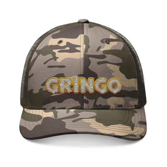 Camouflage Gringo Trucker Hat - Stylish Outdoor Cap, Perfect for Hiking, Camping, Festivals, Unique Gift for Adventurers
