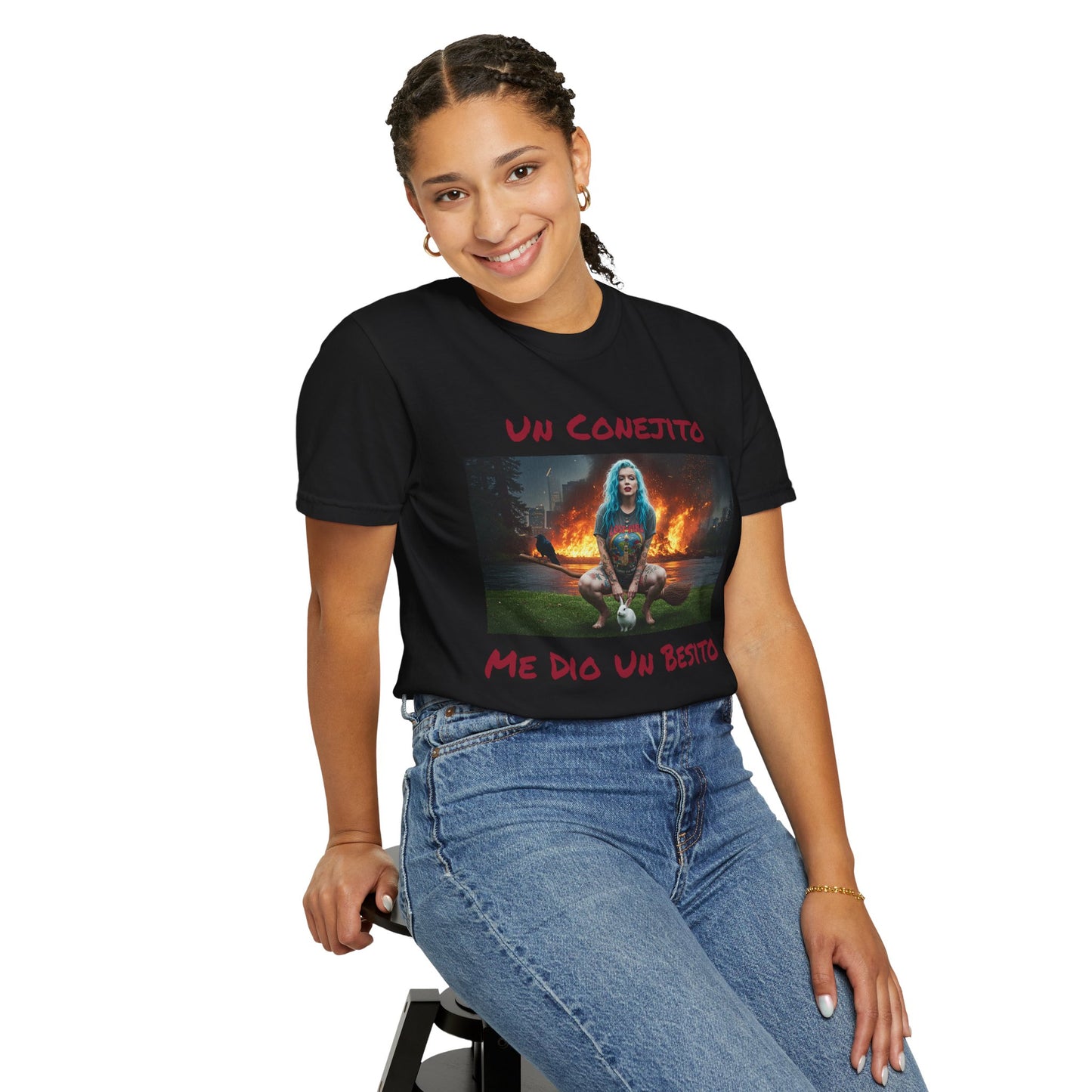 Lost Fire - "Un Conejito Me Die Un Besito" Tee Lyrics with Double Lost Fire Logo Back. Vintage-Style Unisex T-Shirt