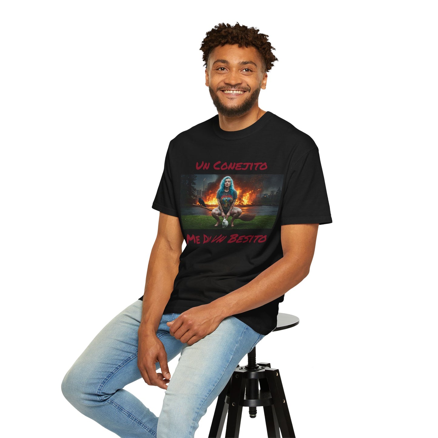 Lost Fire - "Un Conejito Me Die Un Besito" Tee Lyrics with Double Lost Fire Logo Back. Vintage-Style Unisex T-Shirt