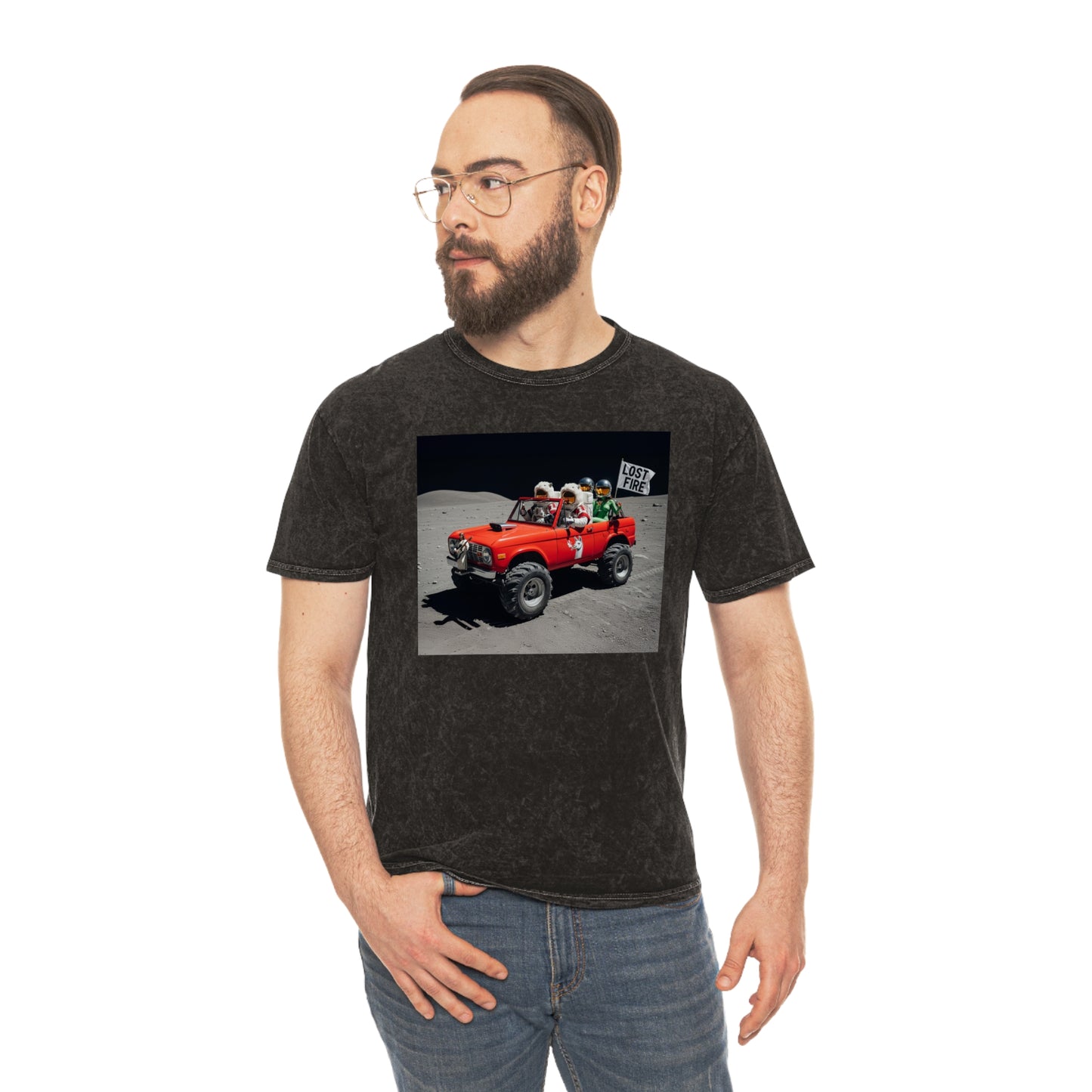 Lost Fire - Cosmic Adventure Party Truck / Keeping Me Out Of The Ditch - Vintage Unisex Mineral Wash T-Shirt