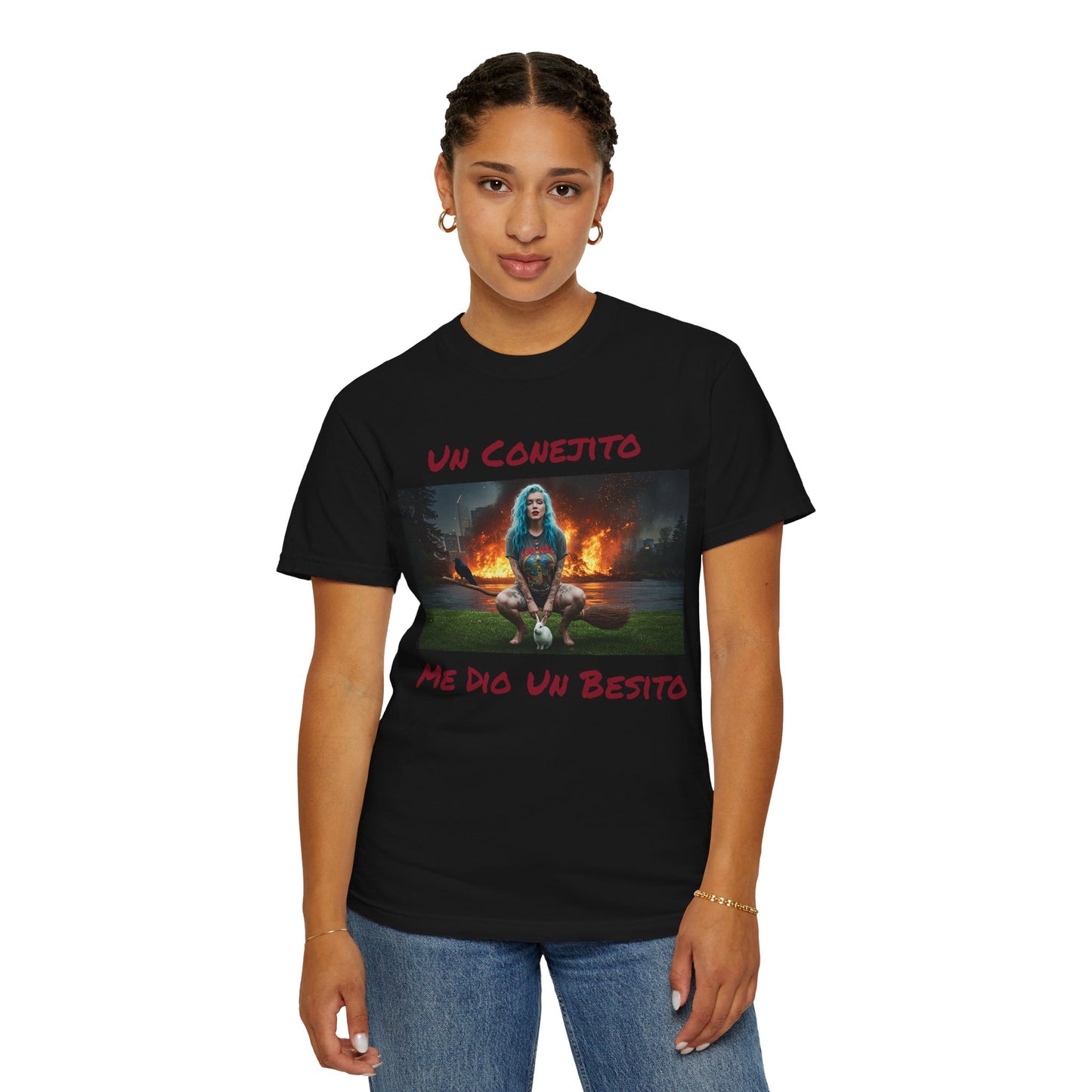Lost Fire - "Un Conejito Me Die Un Besito" Tee Lyrics with Double Lost Fire Logo Back. Vintage-Style Unisex T-Shirt