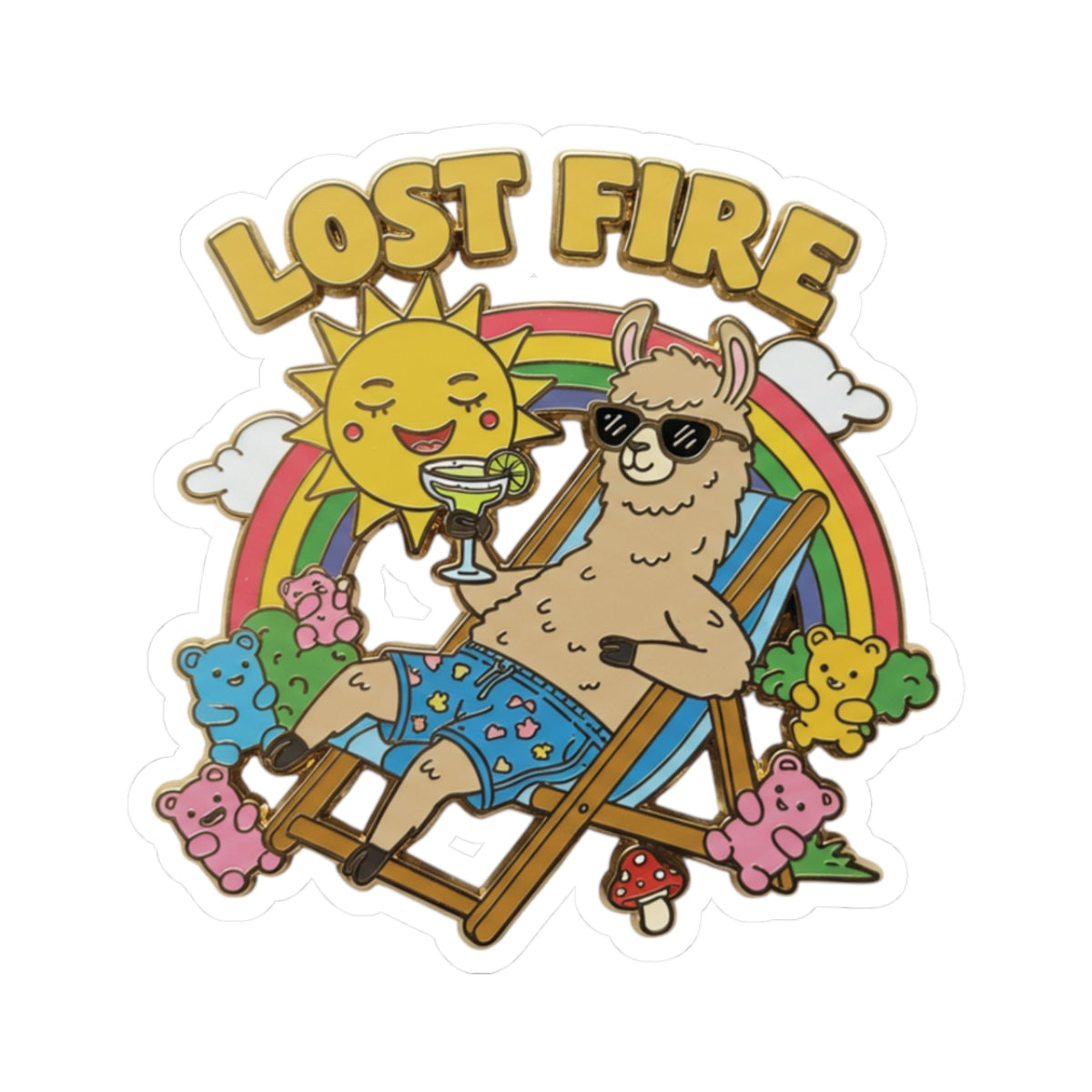 Lost Fire - Chillaxn Llama and the Gummys - Rainbow  -  Kiss-Cut Stickers, Outdoor Enthusiast Decor, Laptop Stickers, Gift for Kids, Car and Bumper Stickers