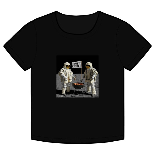 Lost Fire Album Cover Tee - "When You're Halfway to Crazy You're Halfway to Me"  - Adorable Organic Rib Baby Tee - "Mooner BBQ"