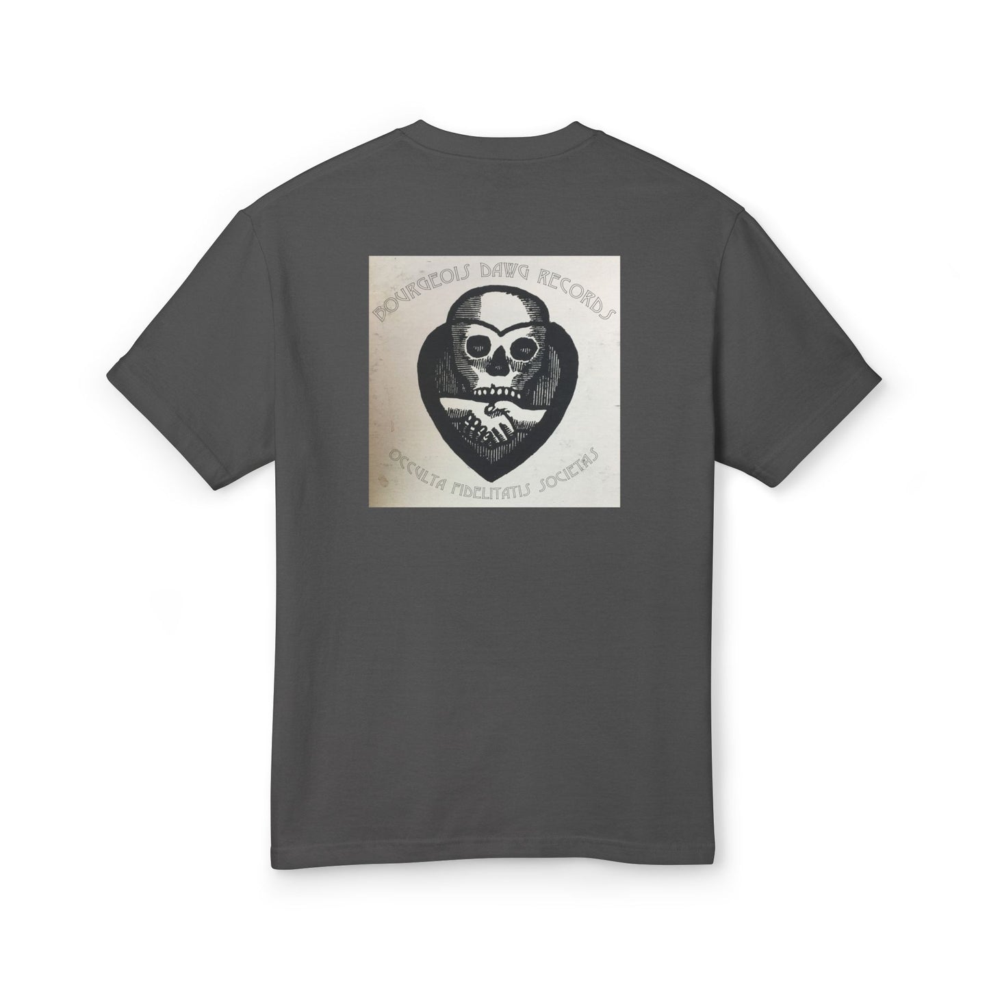 White Owl Red Unisex Garment-Dyed Heavyweight Cotton Tee Bourgeois Dawg Records "dirty old style" Logo back