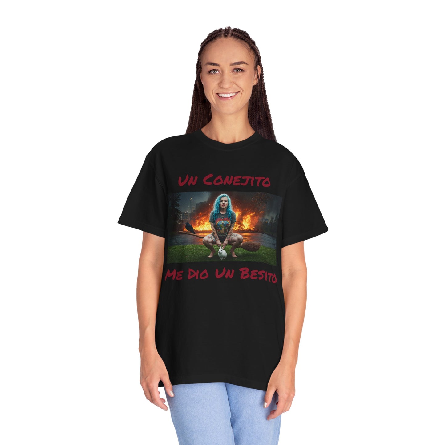 Lost Fire - "Un Conejito Me Die Un Besito" Tee Lyrics with Double Lost Fire Logo Back. Vintage-Style Unisex T-Shirt